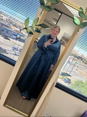 Azazie Neptune Blue Long Sleeve Maxi Dress